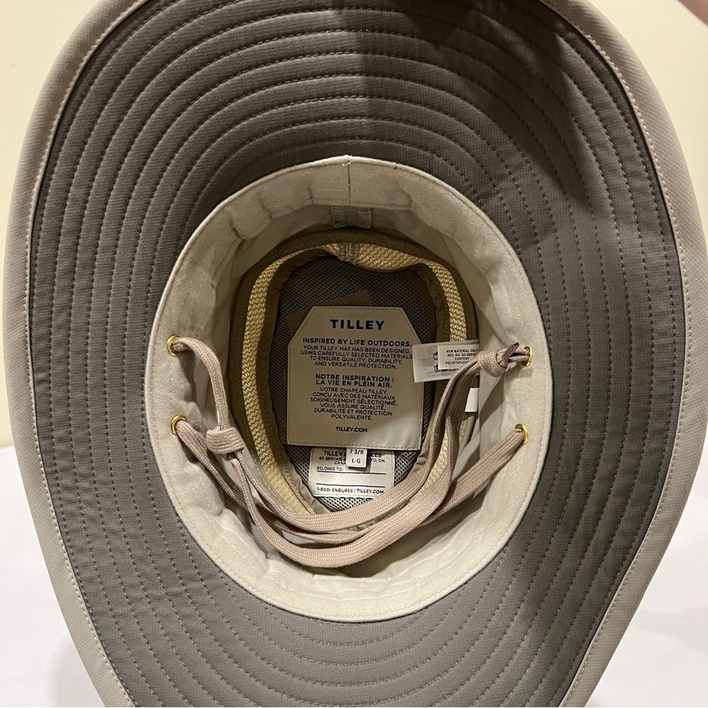 TILLEY MODEL T4MO-1 AIRFLO HIKERS HAT -  BEIGE-GREY - SIZE 7 3/8 - Picture 5 of 11